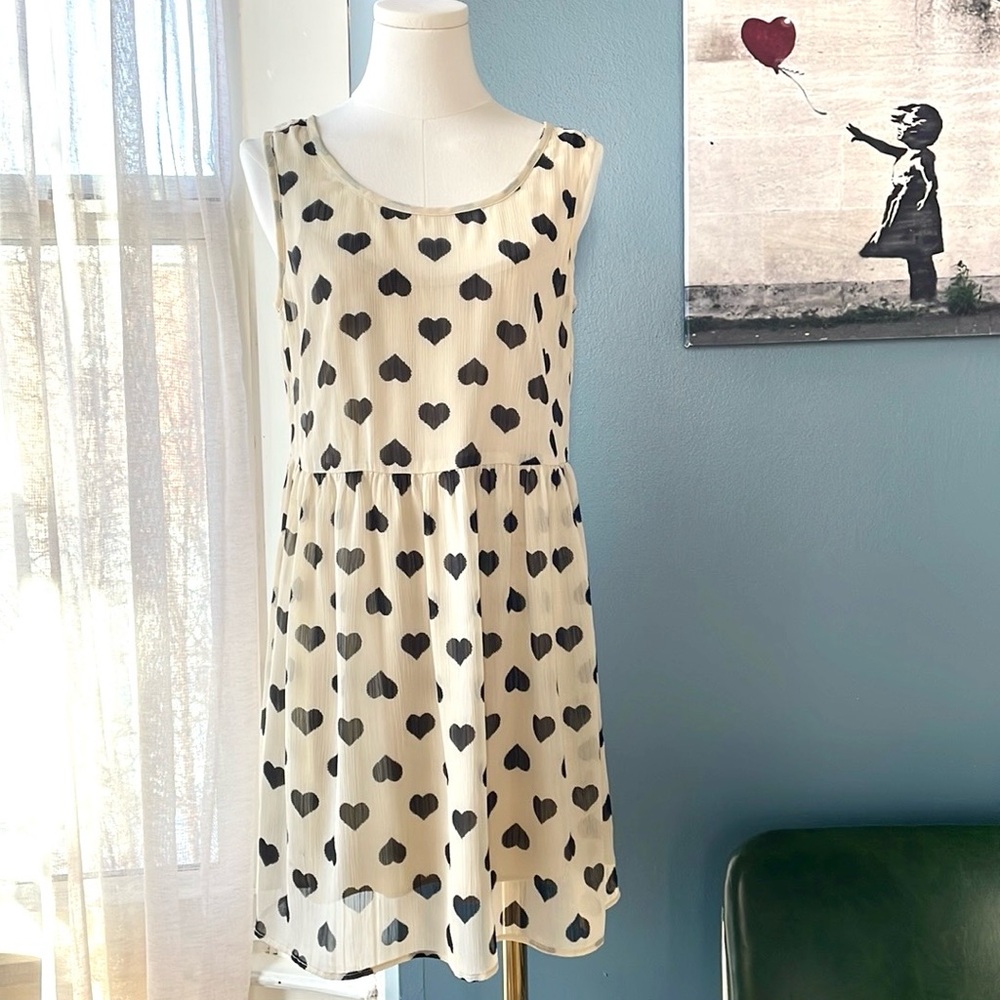 Heart-print Sheer Dress